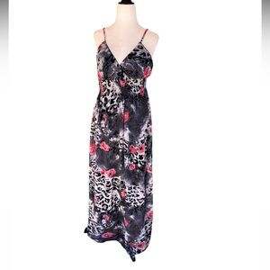 She’s Cool Black and Pink Print Maxi Dress